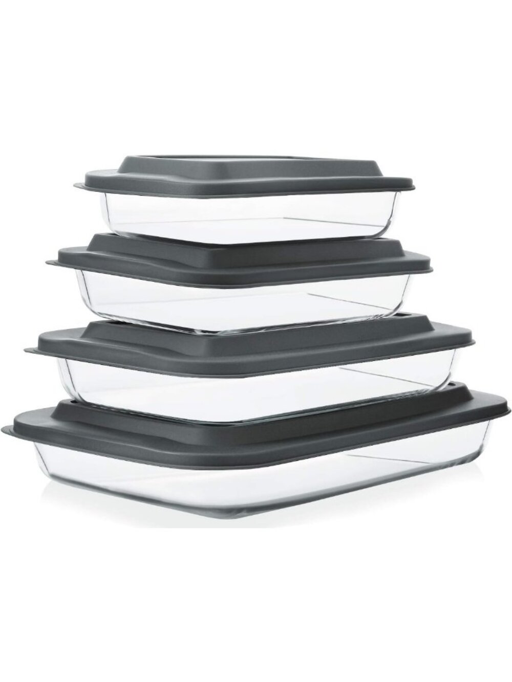8-Piece Deep Glass Baking Dish Set with Lids, BPA-Free, Microwave & Oven Safe